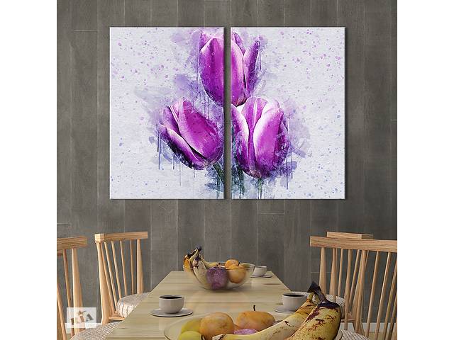 Картина на холсте KIL Art Роскошные фиолетовые тюльпаны 71x51 см (861-2)