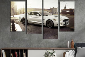 Картина на холсте KIL Art Роскошный белый Ford Mustang 129x90 см (1322-42)