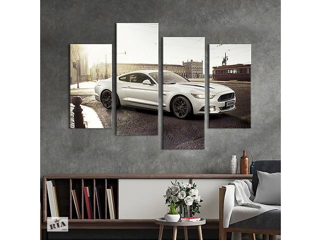 Картина на холсте KIL Art Роскошный белый Ford Mustang 129x90 см (1322-42)