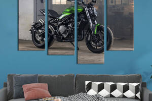 Картина на холсте KIL Art Роскошный мотоцикл Benelli оливкового цвета 129x90 см (1245-42)