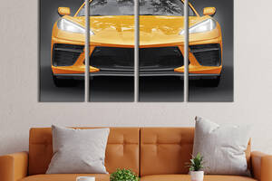 Картина на холсте KIL Art Роскошный оранжевый Chevrolet Corvette 209x133 см (1403-41)