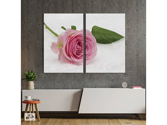 Картина на холсте KIL Art Розовая роза на снегу 165x122 см (981-2)