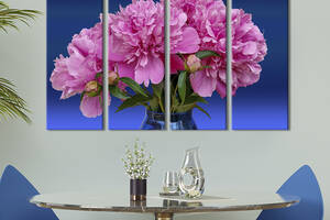 Картина на холсте KIL Art Розовые пионы на синем фоне 149x93 см (907-41)