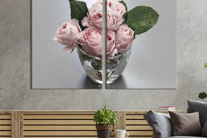 Картина на холсте KIL Art Розовые розы в стеклянной вазе 111x81 см (844-2)