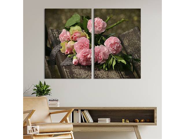 Картина на холсте KIL Art Розы на скамейке 165x122 см (985-2)