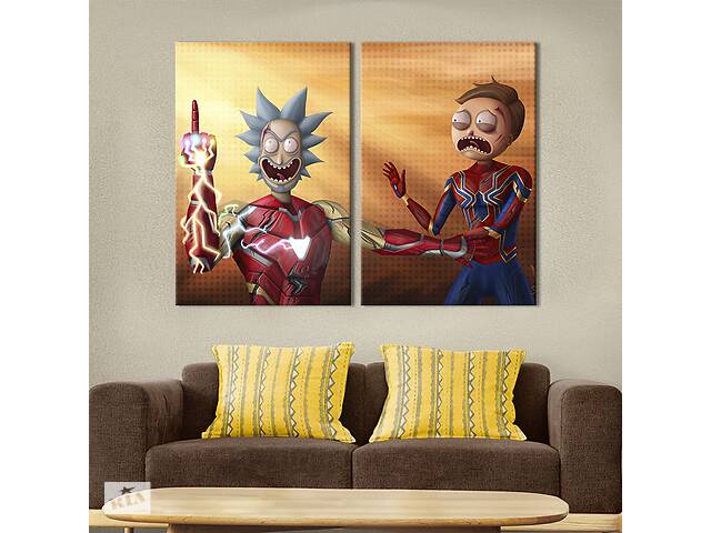 Картина на холсте KIL Art Рик и Морти в образе Мстителей 71x51 см (1504-2)
