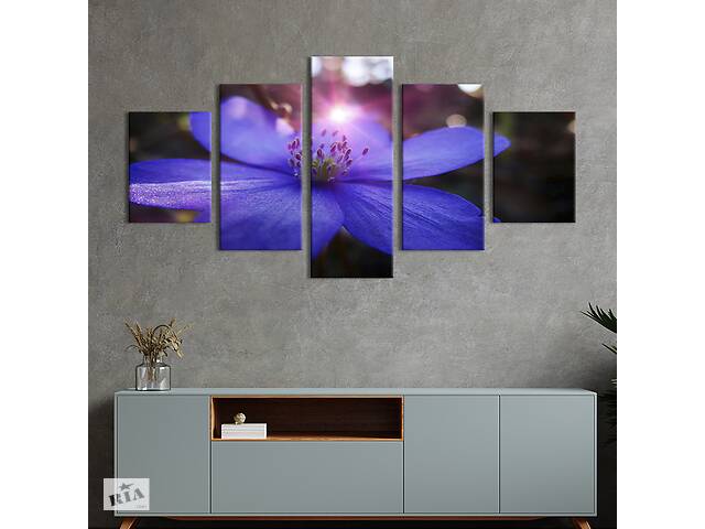 Картина на холсте KIL Art Садовый голубой цветок 162x80 см (827-52)