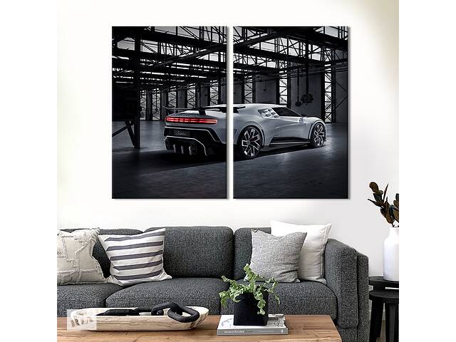 Картина на холсте KIL Art Серебристый Bugatti Centodieci 165x122 см (1301-2)