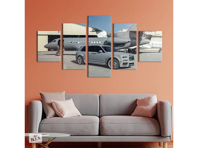 Картина на холсте KIL Art Серое авто в аэропорту 112x54 см (1392-52)