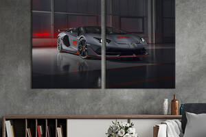 Картина на холсте KIL Art Серый Lamborghini 165x122 см (1263-2)