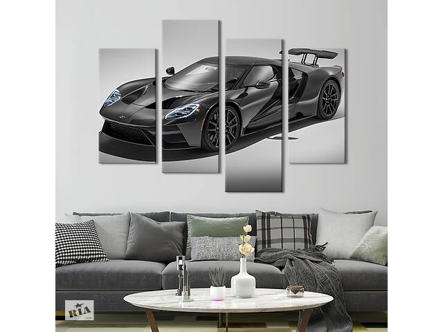 Картина на холсте KIL Art Серый суперкар Ford GT 149x106 см (1259-42)