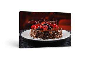 Картина на холсте KIL Art Шоколадный торт с ягодами 51x34 см (135)