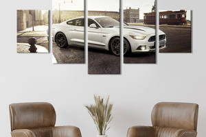 Картина на холсте KIL Art Шикарный белый Ford Mustang 112x54 см (1322-52)
