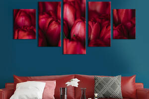 Картина на холсте KIL Art Шикарный букет малиновых тюльпанов 112x54 см (963-52)
