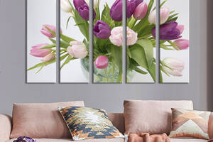 Картина на холсте KIL Art Шикарный букет тюльпанов в вазе 155x95 см (1002-51)