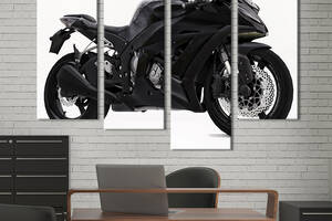 Картина на холсте KIL Art Шикарный чёрный байк Kawasaki Ninja 400 129x90 см (1240-42)