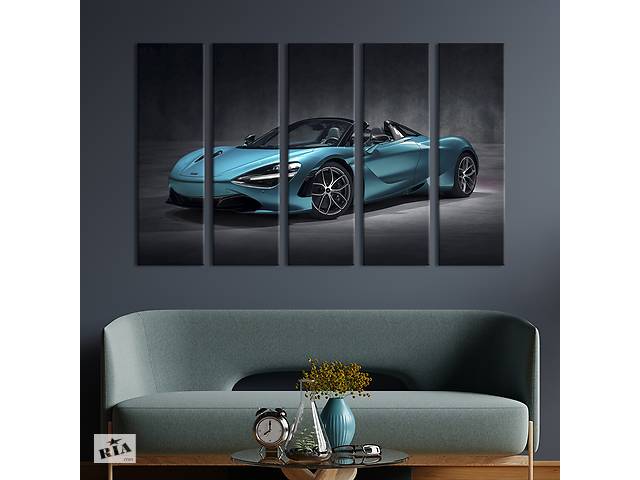 Картина на холсте KIL Art Шикарный голубой спорткар McLaren 650S 132x80 см (1355-51)