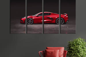 Картина на холсте KIL Art Шикарный красный Chevrolet Corvette 209x133 см (1261-41)