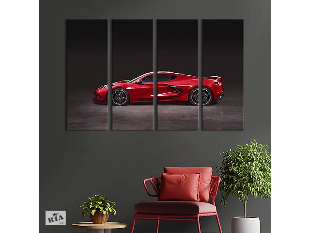 Картина на холсте KIL Art Шикарный красный Chevrolet Corvette 209x133 см (1261-41)