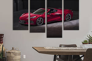 Картина на холсте KIL Art Шикарный малиновый Chevrolet Corvette C8 89x56 см (1256-42)