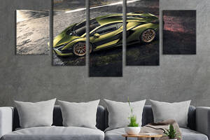 Картина на холсте KIL Art Шикарный суперкар Lamborghini Sian 187x94 см (1251-52)