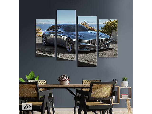Картина на холсте KIL Art Шикарный зеркальный автомобиль Genesis G80 129x90 см (1327-42)