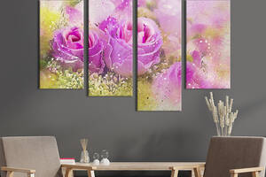 Картина на холсте KIL Art Сказочные розовые розы 129x90 см (866-42)