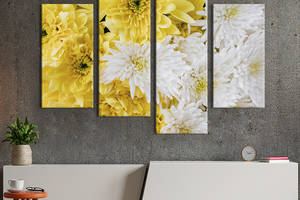 Картина на холсте KIL Art Сочетание белых и жёлтых хризантем 129x90 см (932-42)