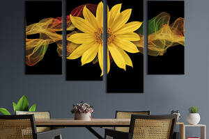 Картина на холсте KIL Art Солнечный цветок на фоне абстракции 149x106 см (995-42)