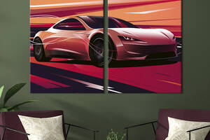 Картина на холсте KIL Art Современный автомобиль Tesla Roadster 111x81 см (1404-2)
