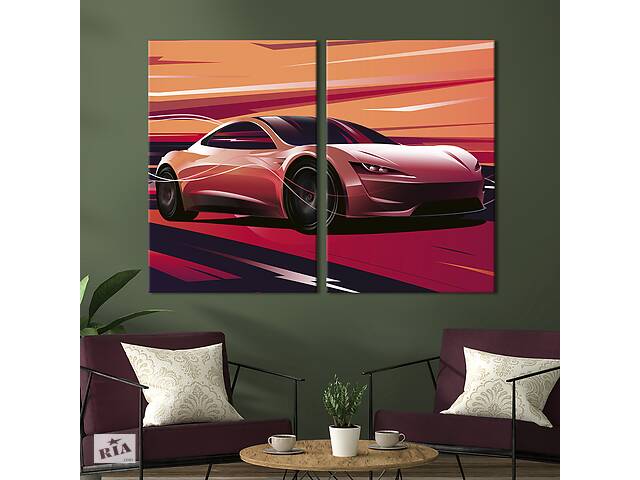 Картина на холсте KIL Art Современный автомобиль Tesla Roadster 165x122 см (1404-2)