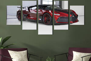 Картина на холсте KIL Art Спорткар Bugatti Divo в красном цвете 162x80 см (1300-52)