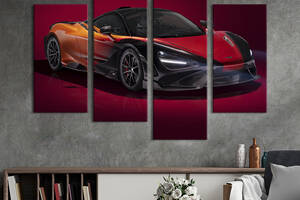 Картина на холсте KIL Art Спорткар McLaren 765LT на ярком фоне 129x90 см (1389-42)