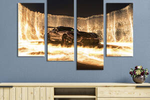 Картина на холсте KIL Art Спортивный автомобиль среди пламени 129x90 см (1401-42)