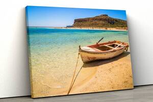 Картина на холсте KIL Art Старая лодка на пляжу 81x54 см (361)