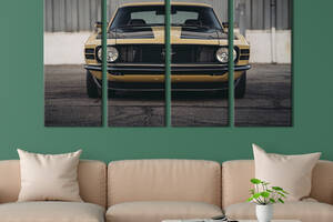 Картина на холсте KIL Art Статусный автомобиль Ford Mustang 1970 года 149x93 см (1254-41)