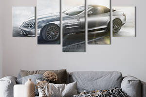 Картина на холсте KIL Art Статусный серебристый Mercedes-Benz SLR McLaren 162x80 см (1367-52)