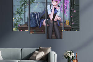 Картина на холсте KIL Art Стильная аниме-девушка с фиолетовыми волосами 129x90 см (1466-42)