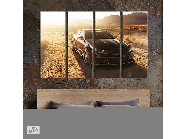 Картина на холсте KIL Art Стильный автомобиль Mercedes-Benz в пустыне 209x133 см (1366-41)