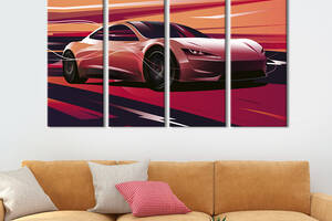 Картина на холсте KIL Art Стильный электромобиль Tesla Roadster 209x133 см (1404-41)