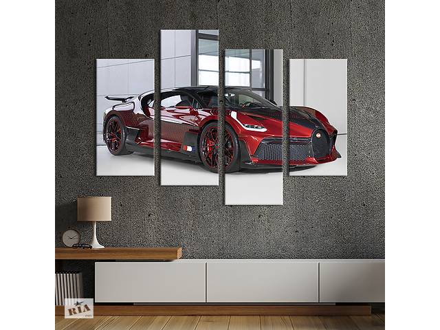 Картина на холсте KIL Art Стильный красный Bugatti Divo 149x106 см (1300-42)