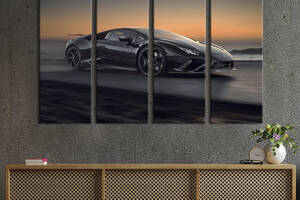 Картина на холсте KIL Art Стильный Lamborghini Huracan EVO в чёрном цвете 209x133 см (1371-41)