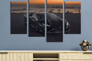Картина на холсте KIL Art Стильный Lamborghini Huracаn в чёрном цвете 129x90 см (1375-42)