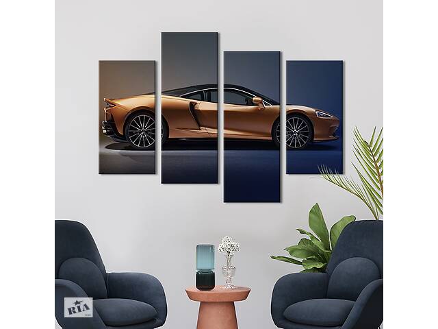 Картина на холсте KIL Art Стильный McLaren в золотом цвете 129x90 см (1357-42)