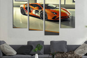 Картина на холсте KIL Art Стильный оранжевый автомобиль Lamborghini Aventador 89x56 см (1333-42)
