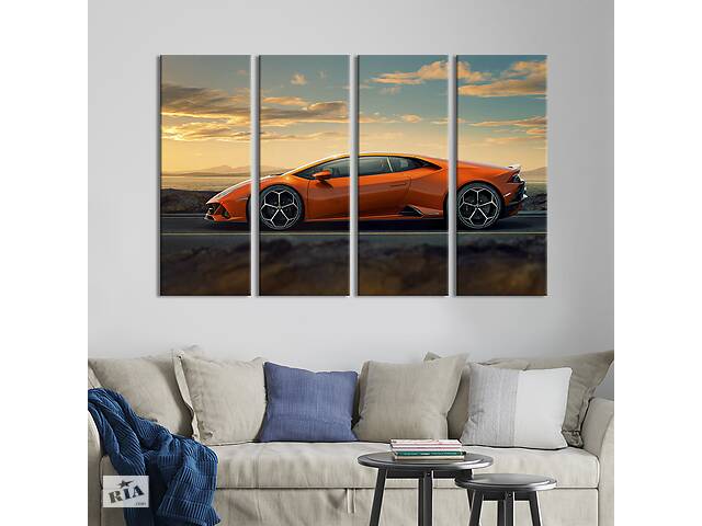 Картина на холсте KIL Art Стильный оранжевый Lamborghini Huracan Evo 209x133 см (1249-41)