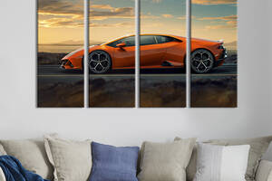 Картина на холсте KIL Art Стильный оранжевый Lamborghini Huracan Evo 149x93 см (1249-41)