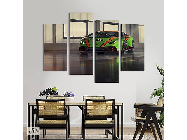 Картина на холсте KIL Art Стильный салатовый Lamborghini Huracan 89x56 см (1265-42)