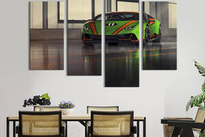 Картина на холсте KIL Art Стильный салатовый Lamborghini Huracan 149x106 см (1265-42)
