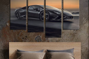 Картина на холсте KIL Art Суперкар Lamborghini Huracan на берегу моря 129x90 см (1371-42)